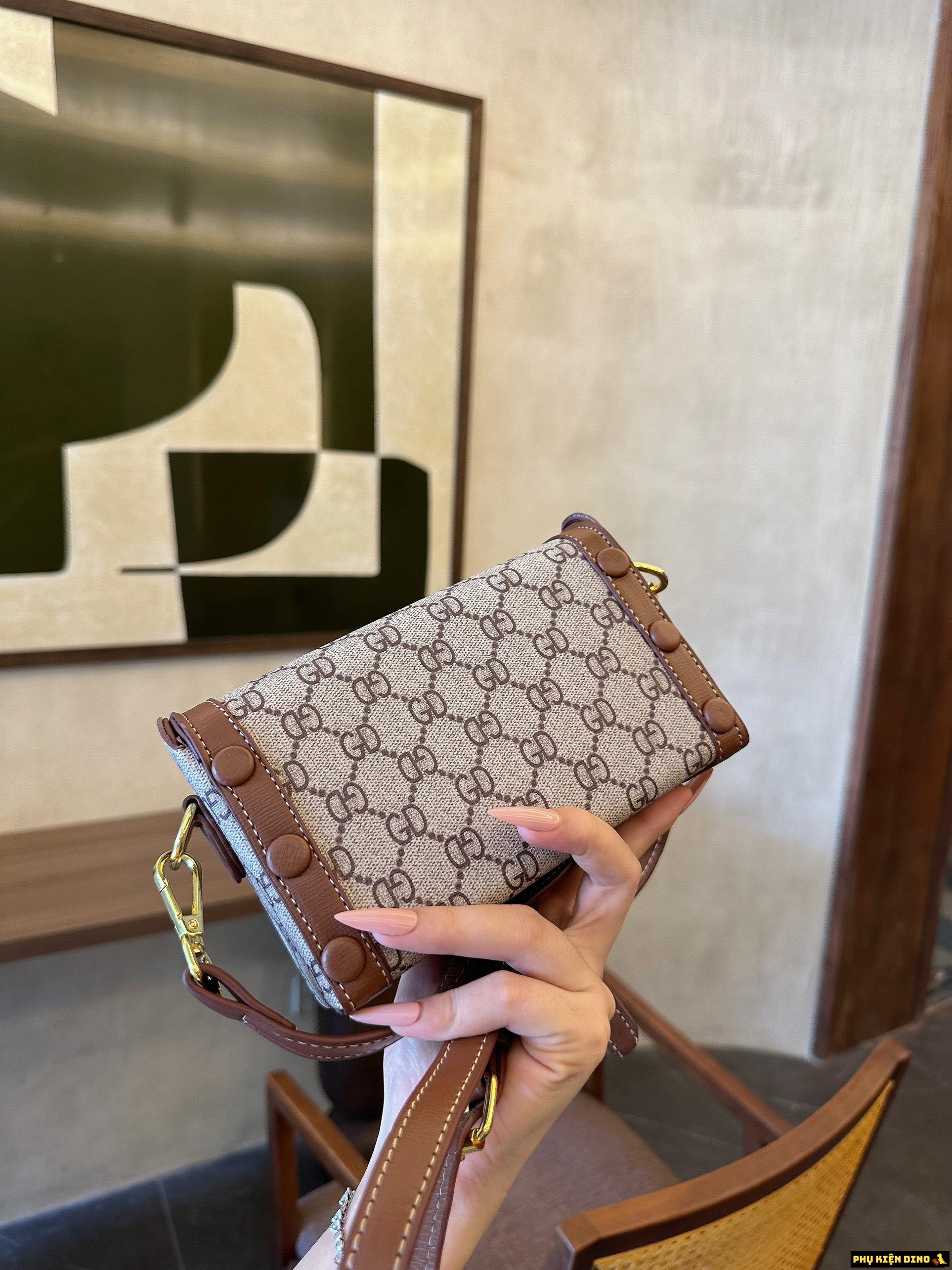 Túi Đeo Chéo Gucci Horsebit 1955 Mini Phone Màu Nâu Be 8 Túi Đeo Chéo Gucci Nâu