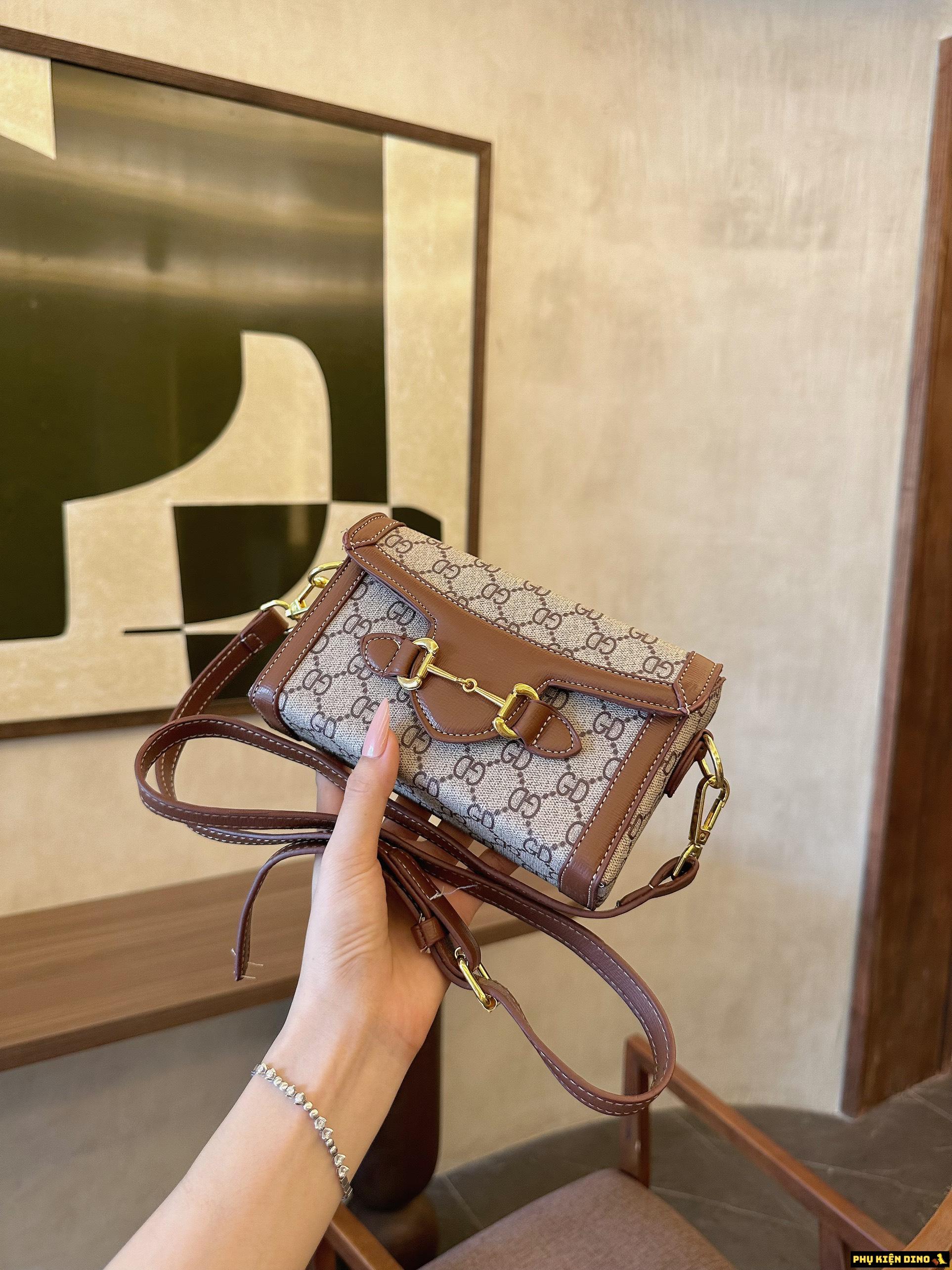 Túi Đeo Chéo Gucci Horsebit 1955 Mini Phone Màu Nâu Be 9 Túi Đeo Chéo Gucci
