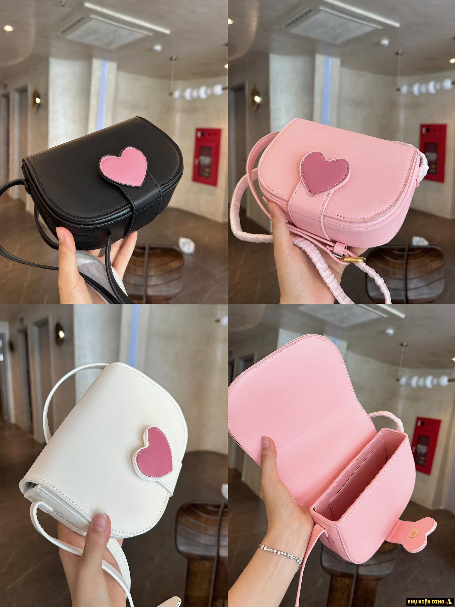 Túi Đeo Chéo Trái Tim Khóa Belt Xinh Xắn Hồng Đen Trắng 11 Túi Đeo Chéo Khóa Trái Tim Xinh Xắn Hồng Đen Trắng