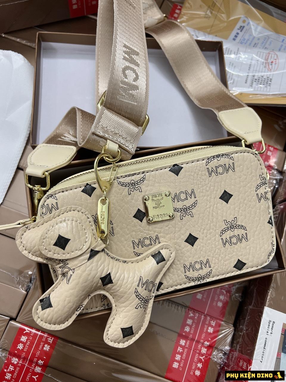 Túi Đeo Chéo MCM Dáng Hộp Vuông 4 Màu Đen Kem Nâu Hồng 7 Túi Đeo Chéo MCM Dáng Hộp Vuông Cream