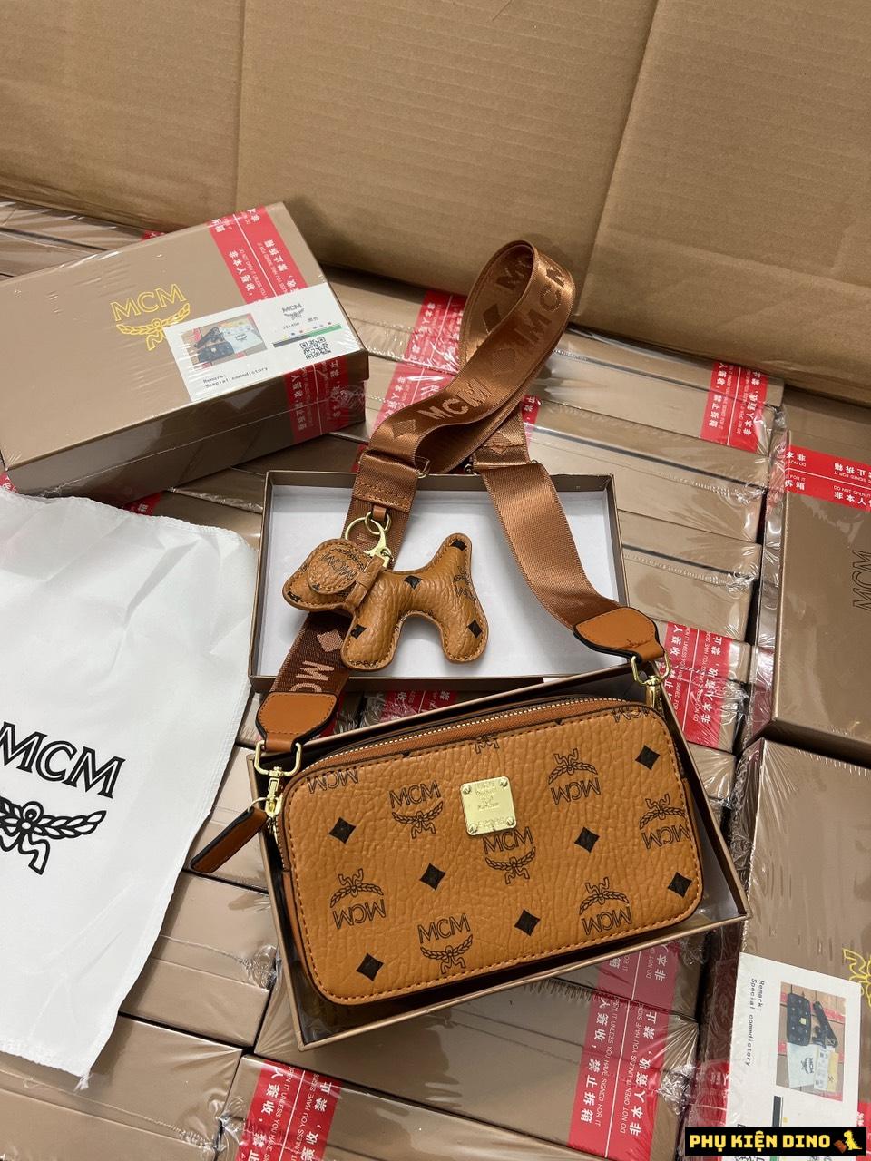 Túi Đeo Chéo MCM Dáng Hộp Vuông 4 Màu Đen Kem Nâu Hồng 5 Túi Đeo Chéo MCM Visetos Original Cognac Beige Màu Nâu MXZAAVI01CO001