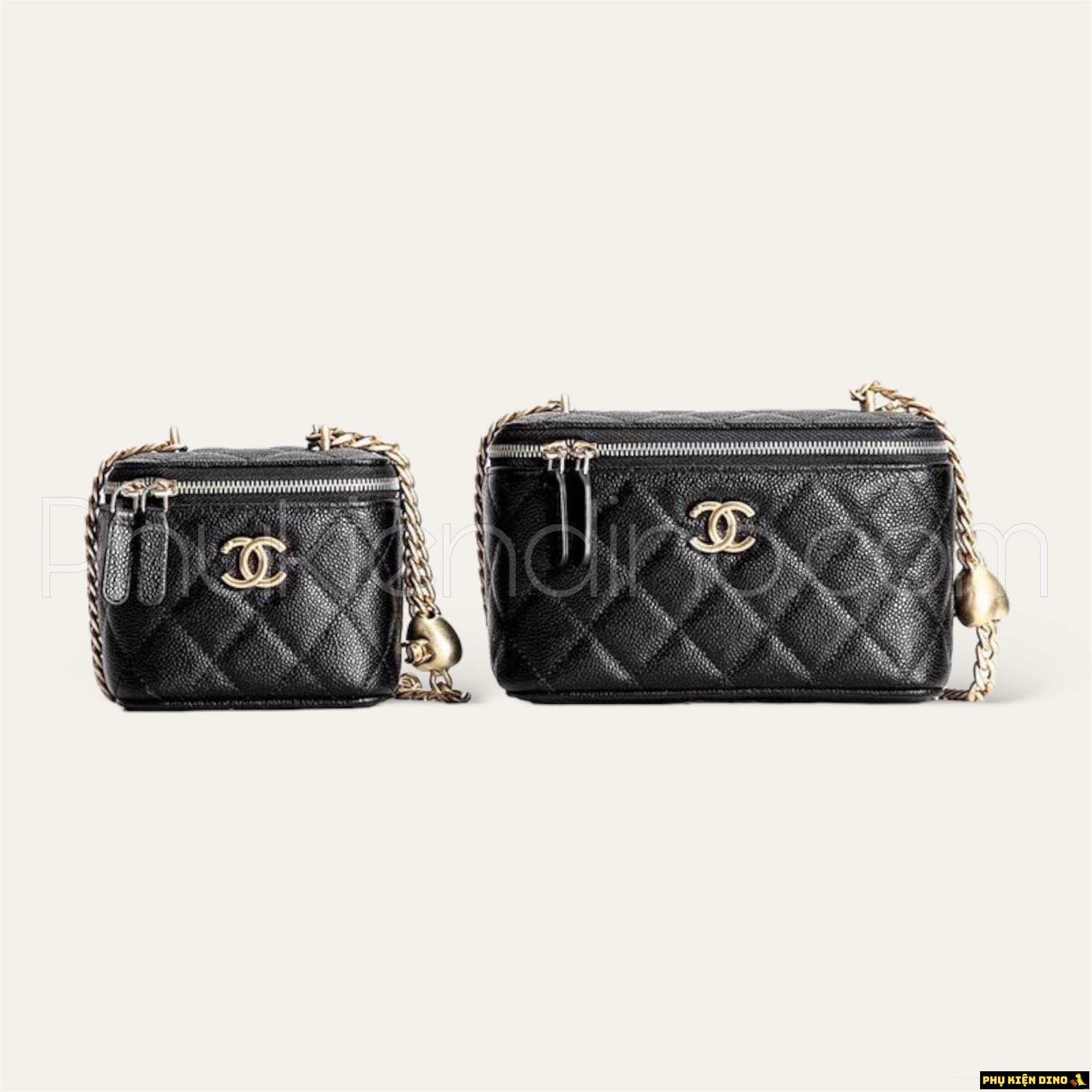 Túi Đeo Chéo Túi Cốp Chanel Vanity With Chain Màu Đen Size 17 Và Size 13