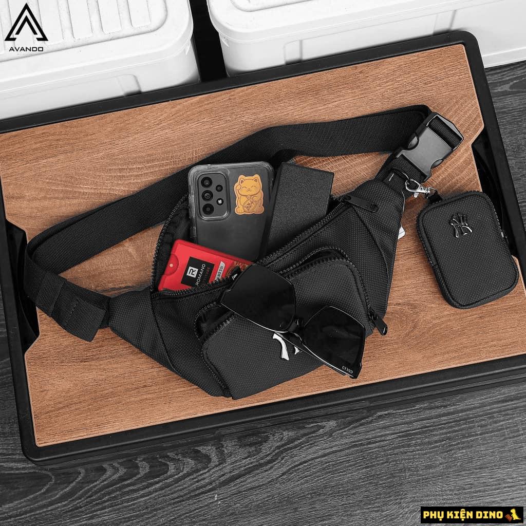 Túi Đeo Chéo Túi Đeo Hông Bao Tử MLB Đen 2 Túi Đeo Hông MLB Monogram Nylon Jacquard New York Yankees Black