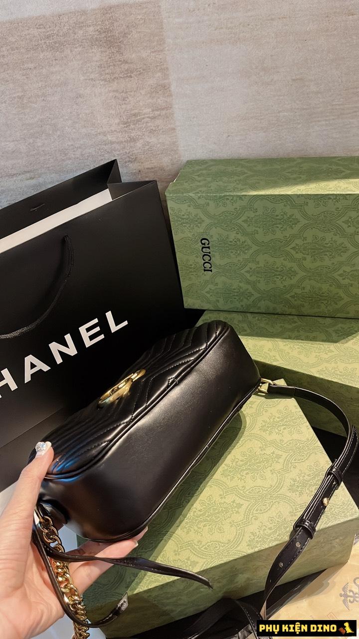 Túi Nữ Gucci GG Marmont Matelasse Shoulder 2 Màu Kem Đen 11 Túi Đeo Vai Nữ Gucci GG Marmont Black