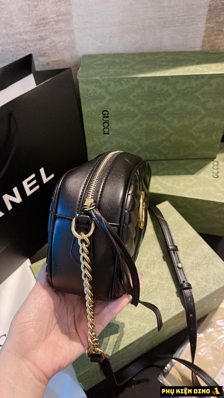 Túi Nữ Gucci GG Marmont Matelasse Shoulder 2 Màu Kem Đen 10 Túi Đeo Vai Nữ Gucci GG Marmont Màu Đen