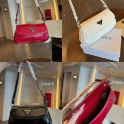 Túi Đeo Vai Prada Cleo Brushed Da Bóng 3 Màu Đen Trắng Đỏ Like Auth
