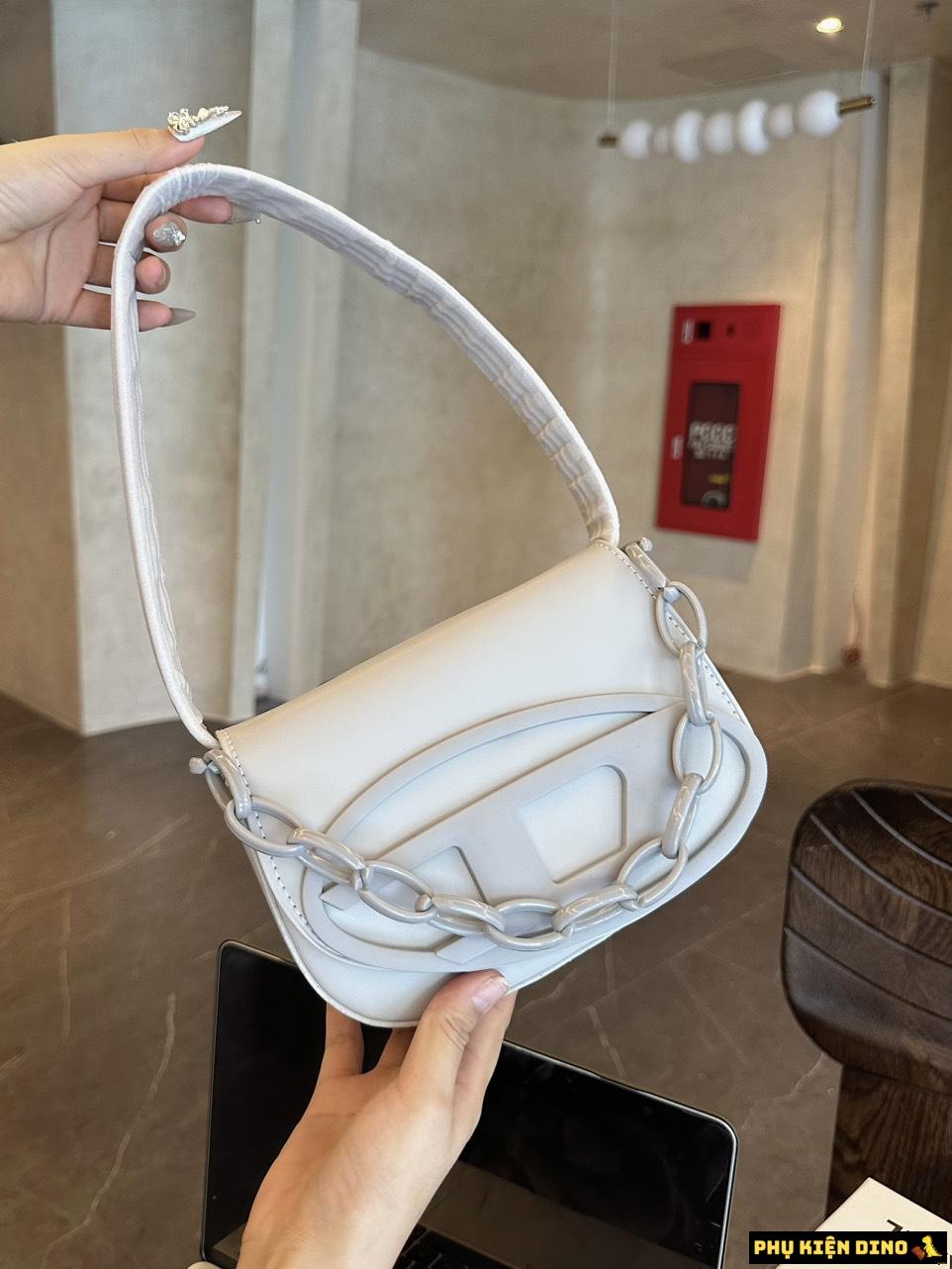 Túi Diesel 1DR Iconic Trắng Đen Xám 12 Túi Diesel 1DR Grey