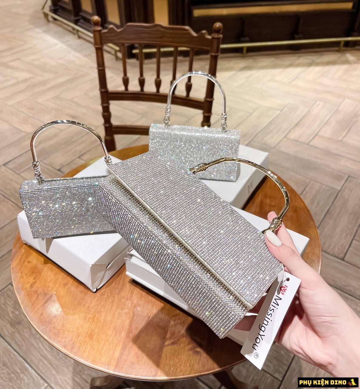 Túi Đính Đá Bling Bling Màu Xám Bạc Fullbox 9 Túi Đính Đá Bling Bling Màu Xám Bạc