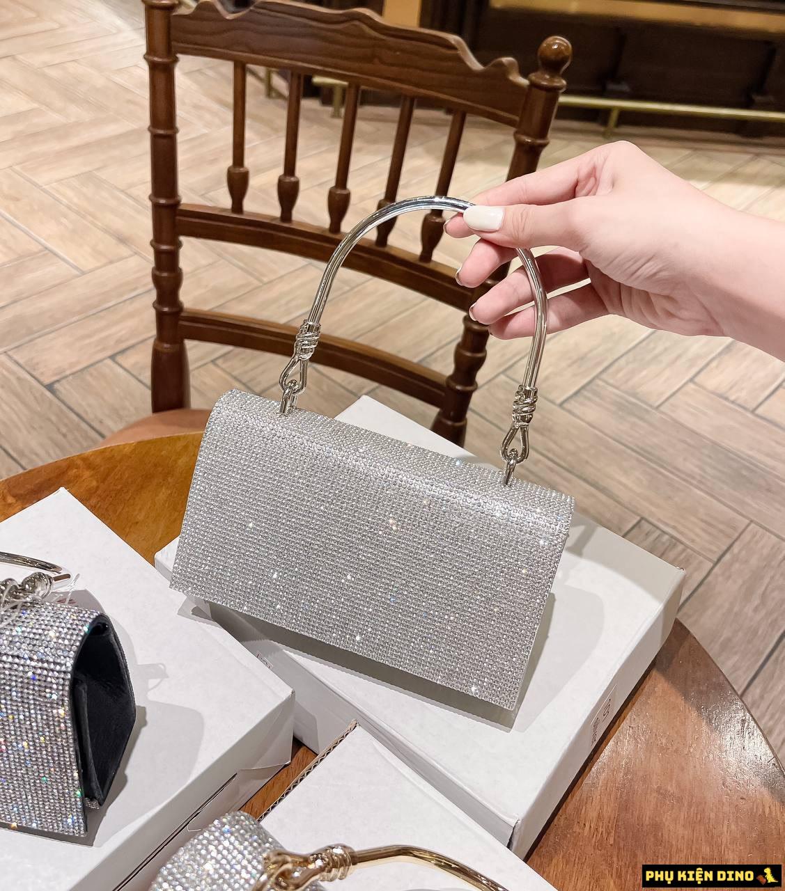 Túi Đính Đá Bling Bling Màu Xám Bạc Fullbox 7 Túi Đính Đá Bling Bilng