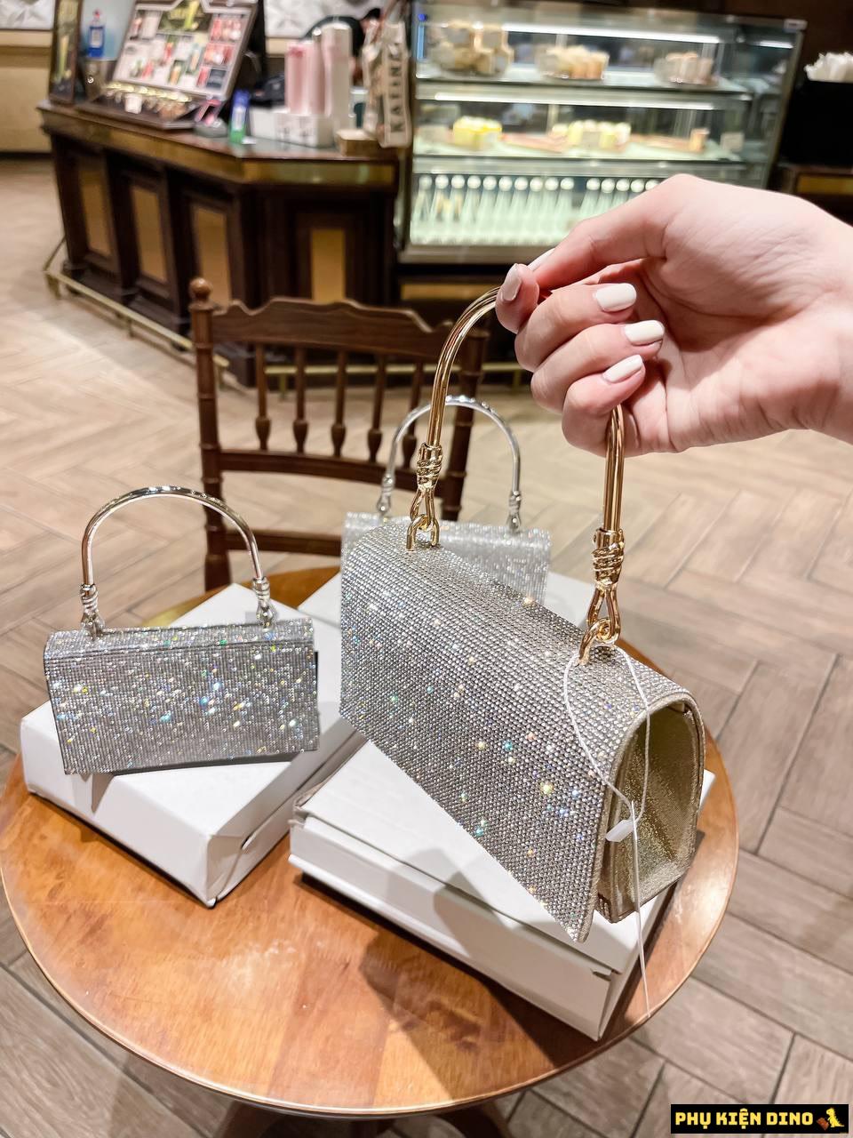 Túi Đính Đá Bling Bling Màu Xám Bạc Fullbox 6 Túi Đính Đá Màu Bạc