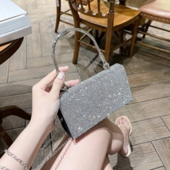 Túi Đính Đá Màu Xám Bạc Fullbox
