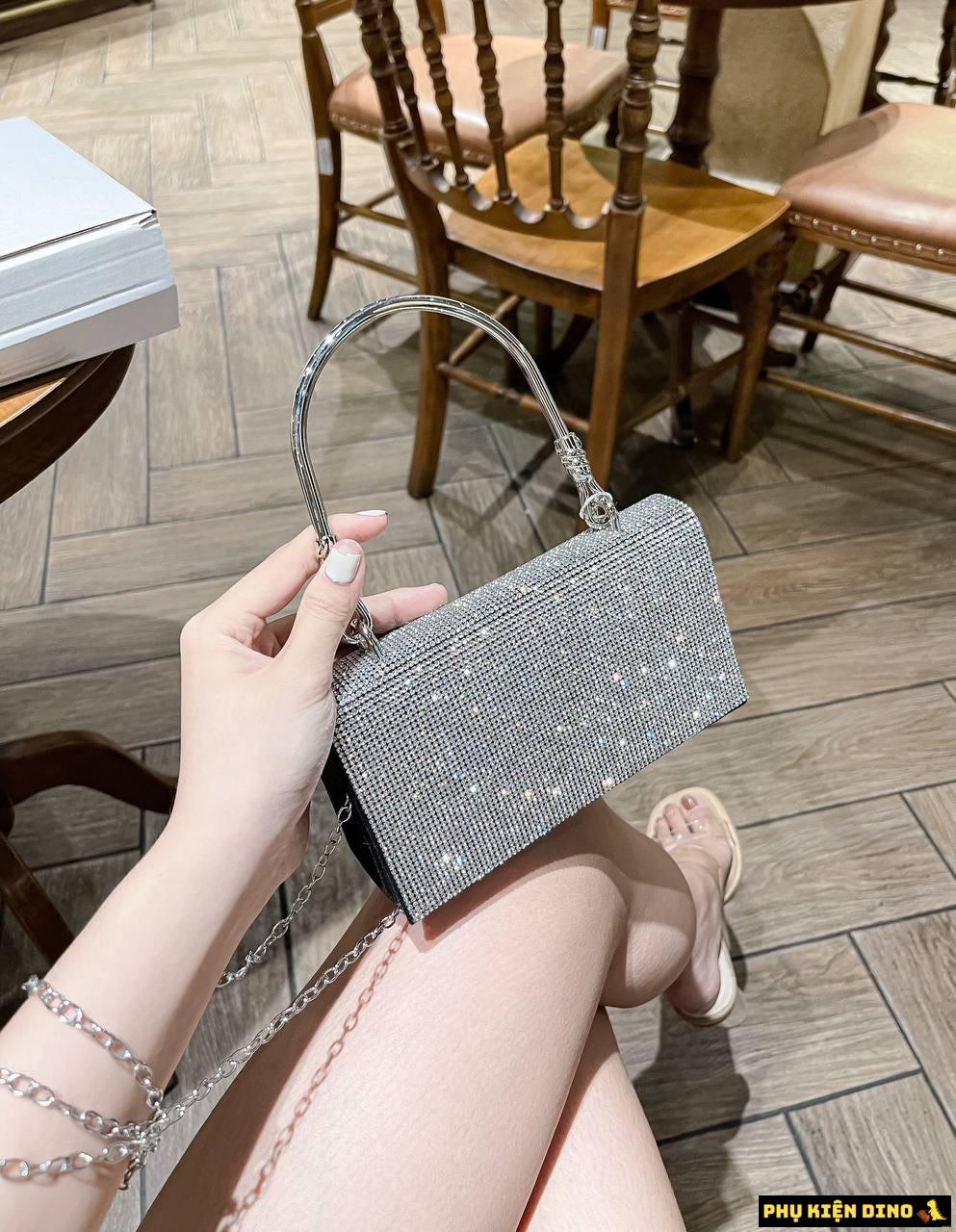 Túi Đính Đá Bling Bling Màu Xám Bạc Fullbox 1 Túi Đính Đá Màu Xám Bạc Fullbox