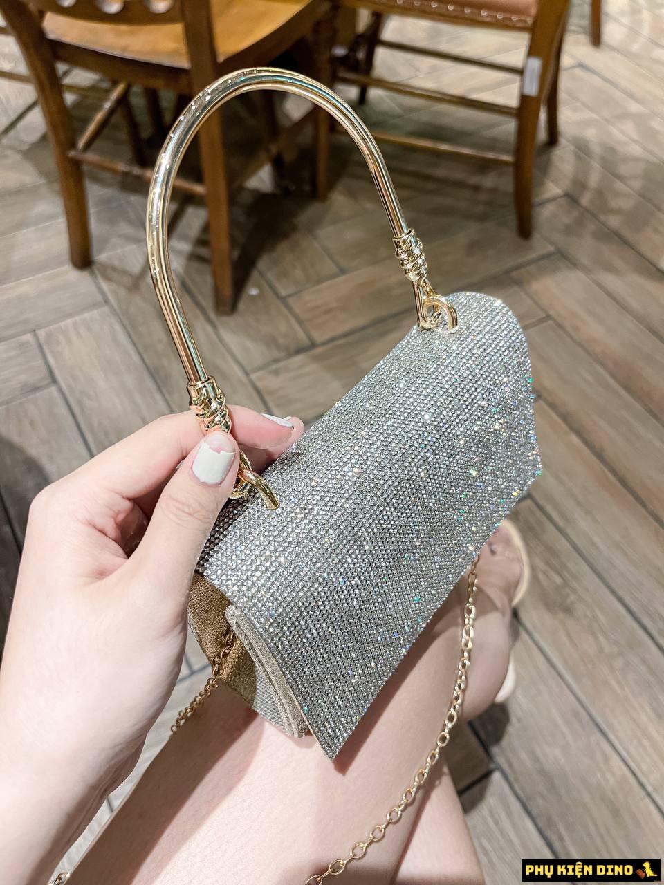 Túi Đính Đá Bling Bling Màu Xám Bạc Fullbox 4 Túi Đính Đá Màu Xám Bạc