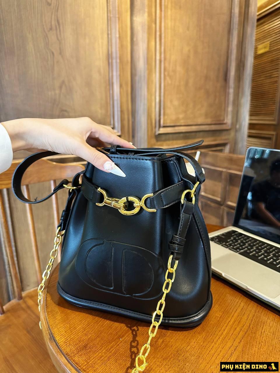 Túi Giỏ Xách Christian Dior Calfskin Medium Cest Size 25 Màu Đen Trắng 6 Túi Dior Cest Màu Đen