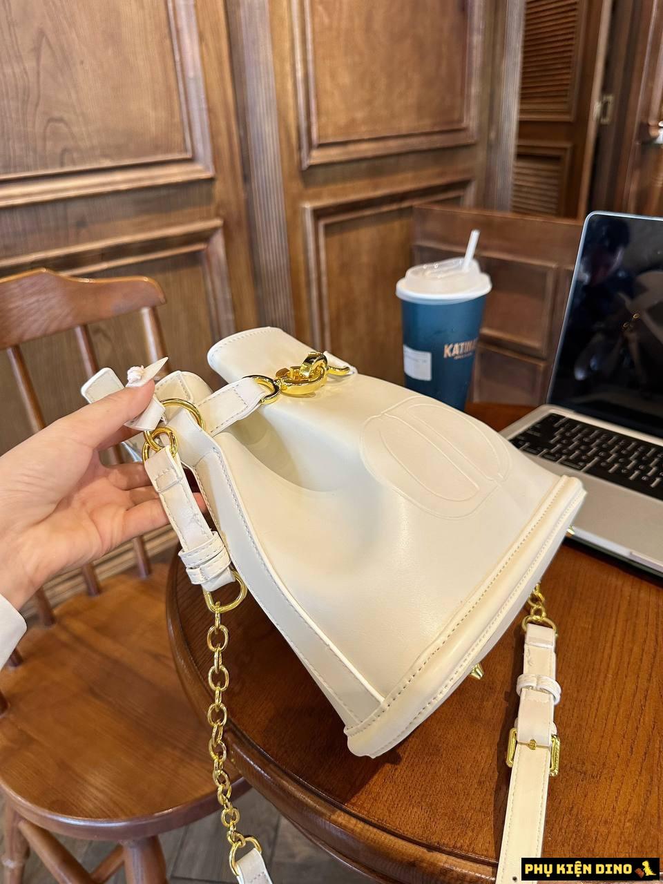 Túi Giỏ Xách Christian Dior Calfskin Medium Cest Size 25 Màu Đen Trắng 8 Túi Dior Cest Màu Trắng