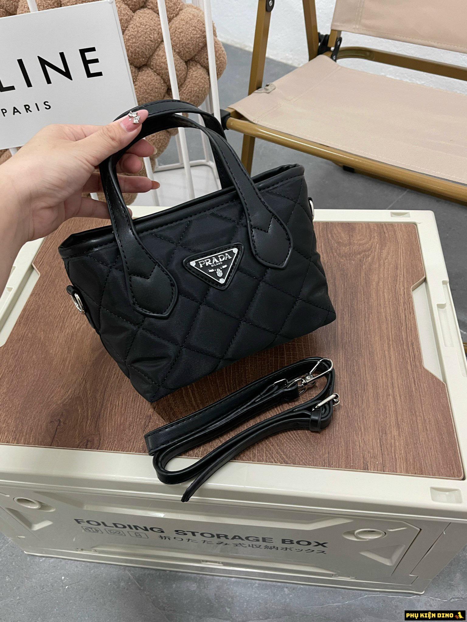 Túi Giỏ Xách Nữ Prada Mini Black Màu Đen 3 Túi Giỏ Xách Nữ Prada Màu Đen