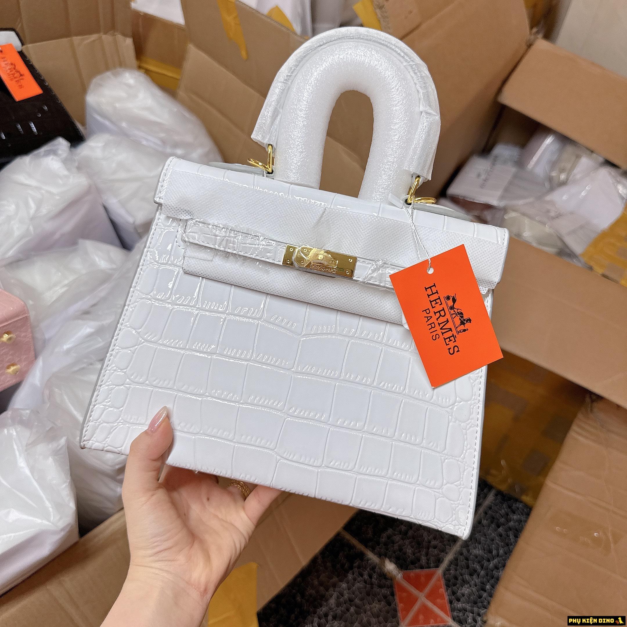 Túi Hermes Da Rắn Cao Cấp Size 25 Trắng Đen Hồng Kem 2 Túi Hermes Da Rắn Cao Cấp Size 25 Màu Trắng