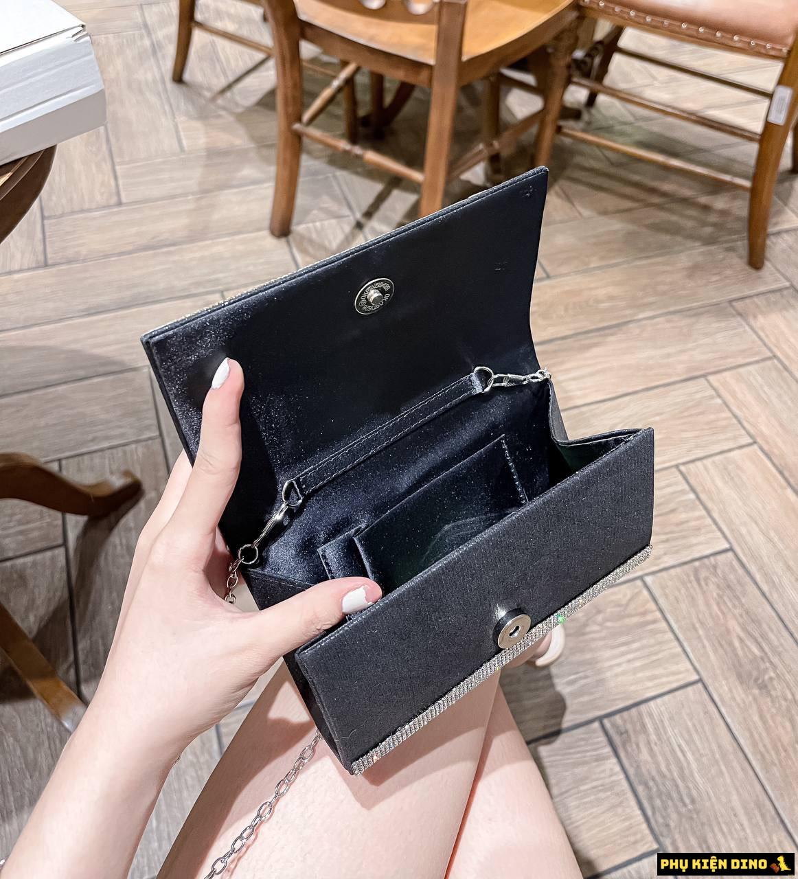 Túi Đính Đá Bling Bling Màu Xám Bạc Fullbox 3 Túi Kim Tuyến Bạc