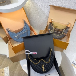 Túi Louis Vuitton LV Half Moon 2 Box 3 Màu Đen Nâu Xanh Denim