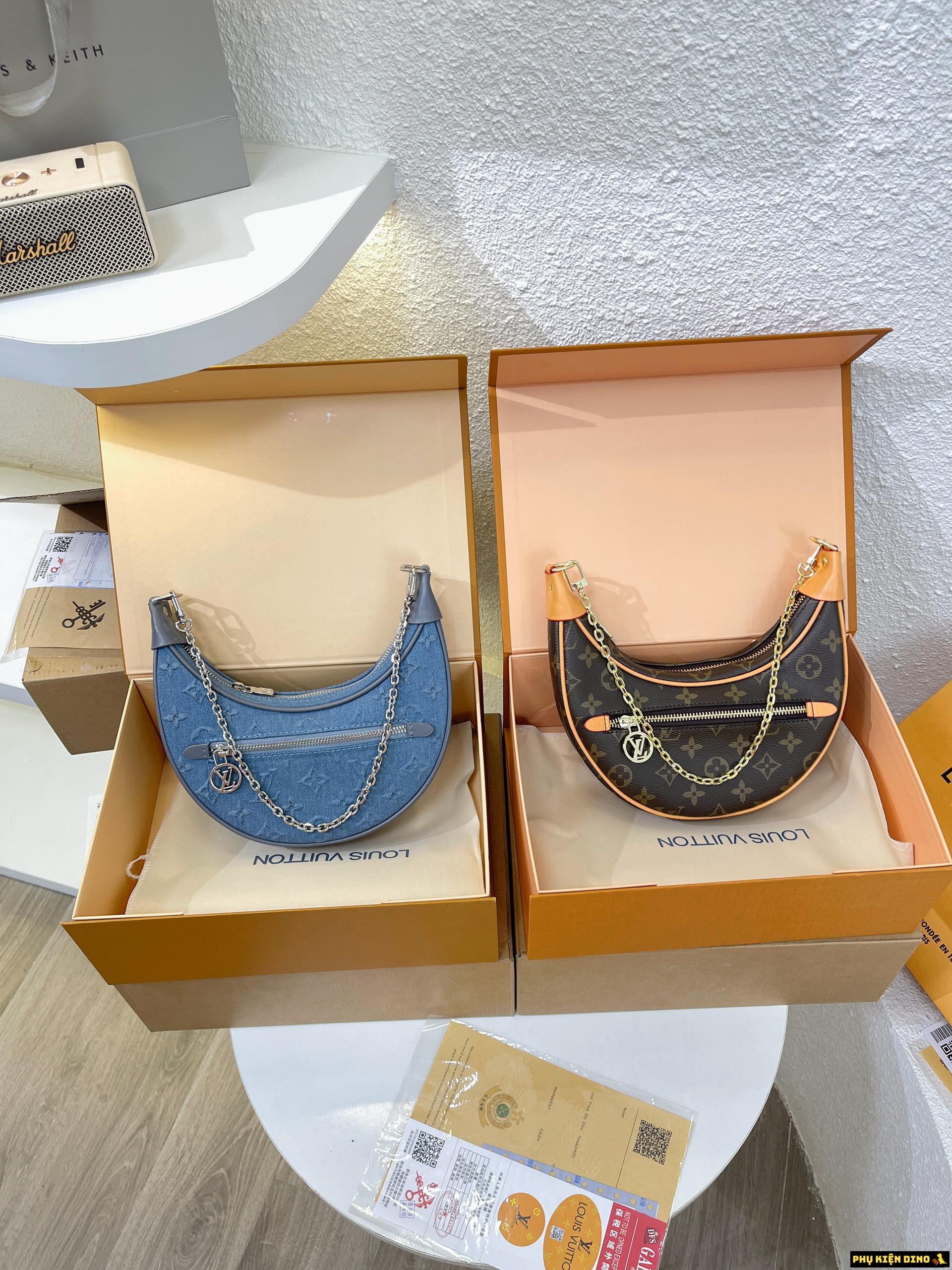 Túi Louis Vuitton LV Half Moon 2 Box 3 Màu Đen Nâu Xanh Denim 3 Túi Louis Vuitton LV Half Moon 2 Box Màu Nâu Xanh Denim