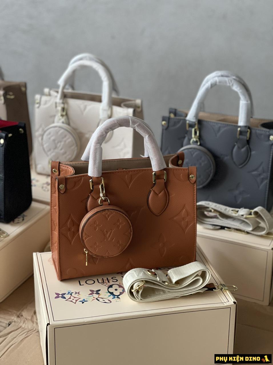 Túi LV Louis Vuitton Onthego Tote Bag 5 Màu Đen Nâu Kem Trắng Xám 3 Túi LV Louis Vuitton Onthego Màu Nâu