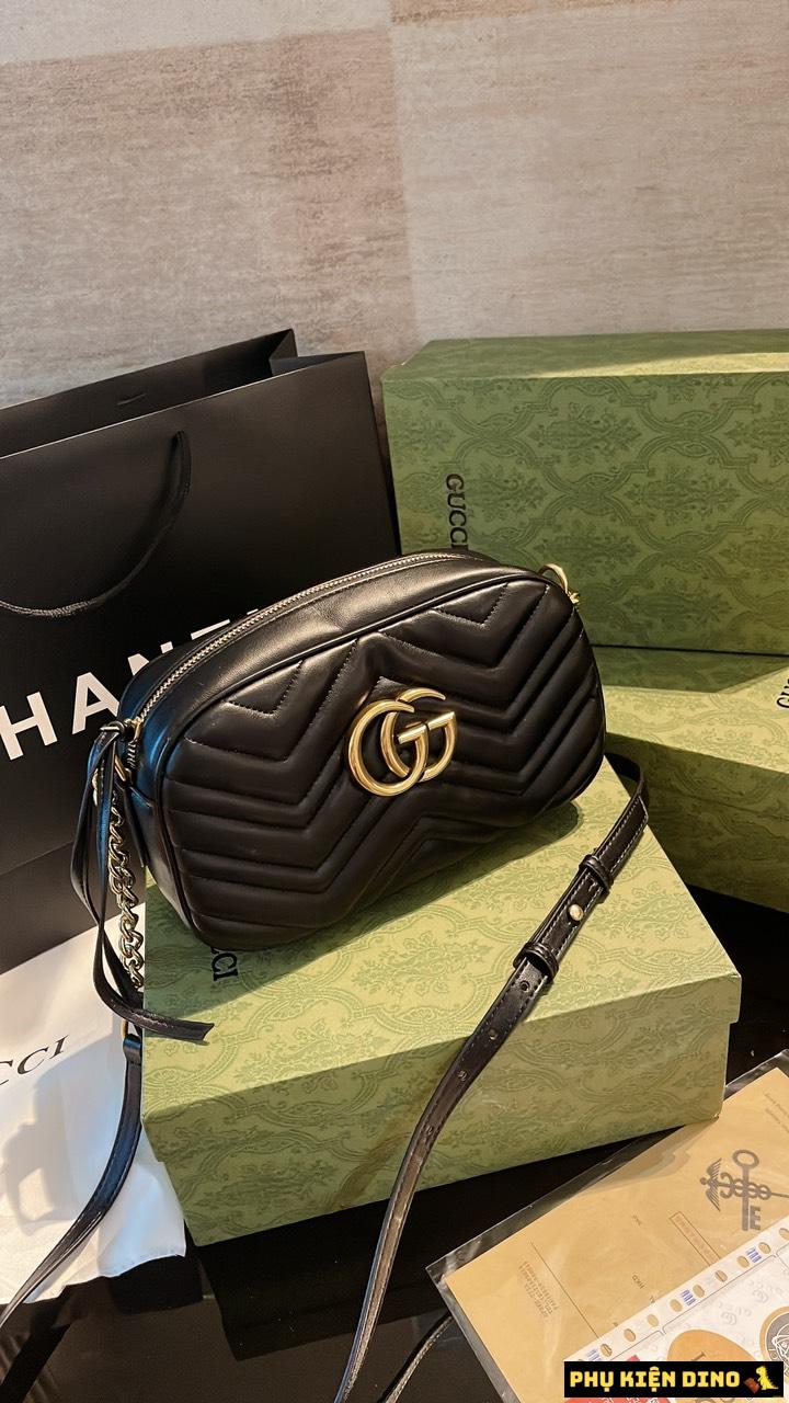 Túi Nữ Gucci GG Marmont Matelasse Shoulder 2 Màu Kem Đen 5 Túi Nữ Gucci GG Marmont Black