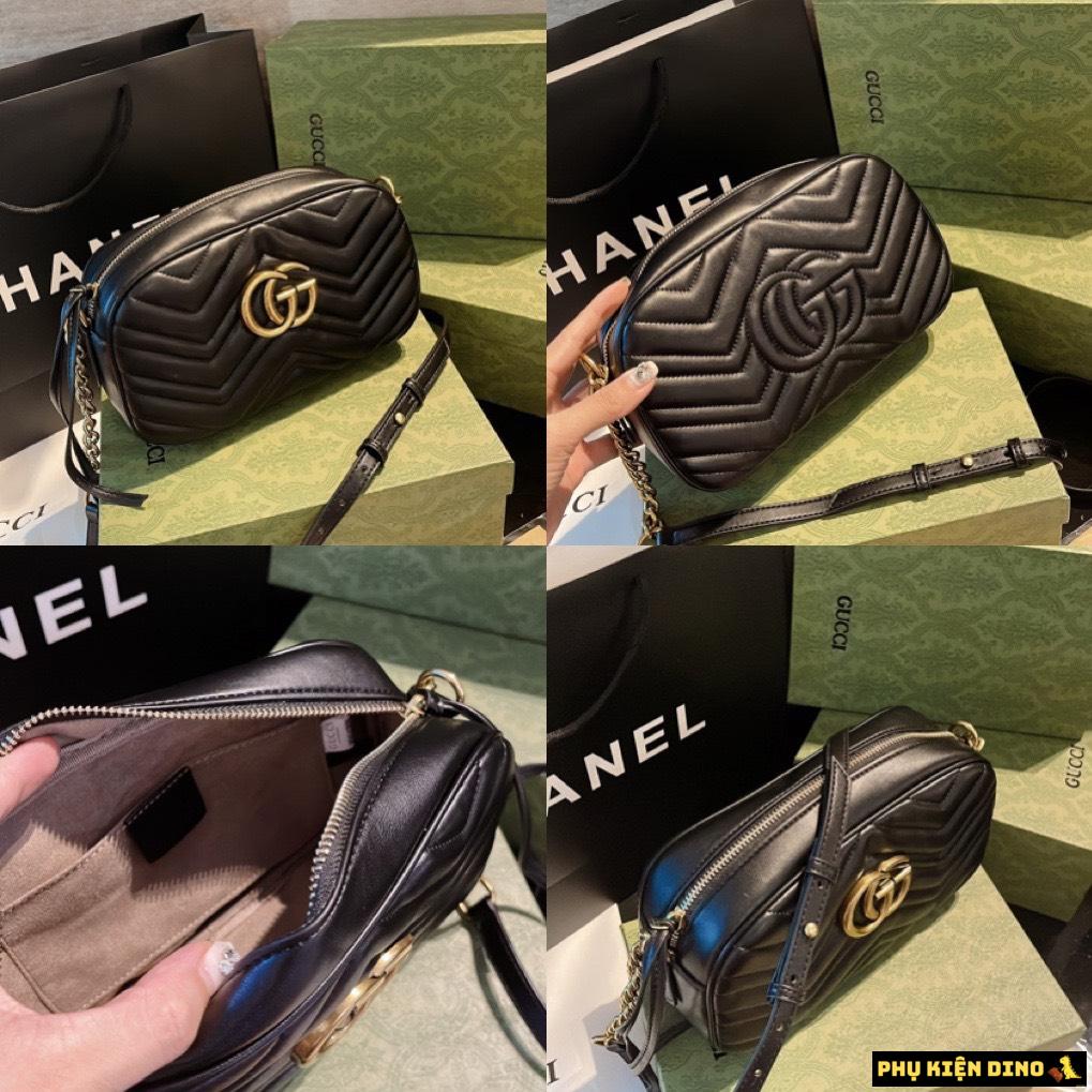 Túi Nữ Gucci GG Marmont Matelasse Shoulder 2 Màu Kem Đen 2 Túi Nữ Gucci GG Marmont Matelasse Shoulder 2 Màu Đen