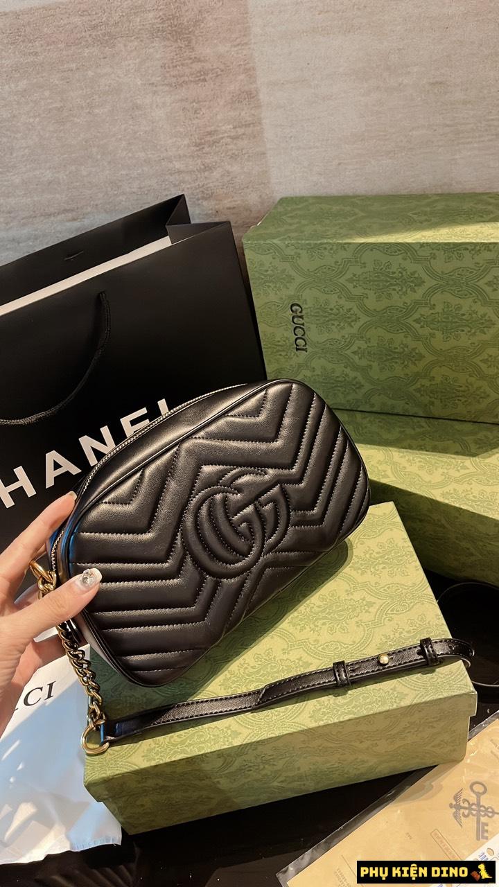 Túi Nữ Gucci GG Marmont Matelasse Shoulder 2 Màu Kem Đen 6 Túi Nữ Gucci GG Marmont Màu Đen
