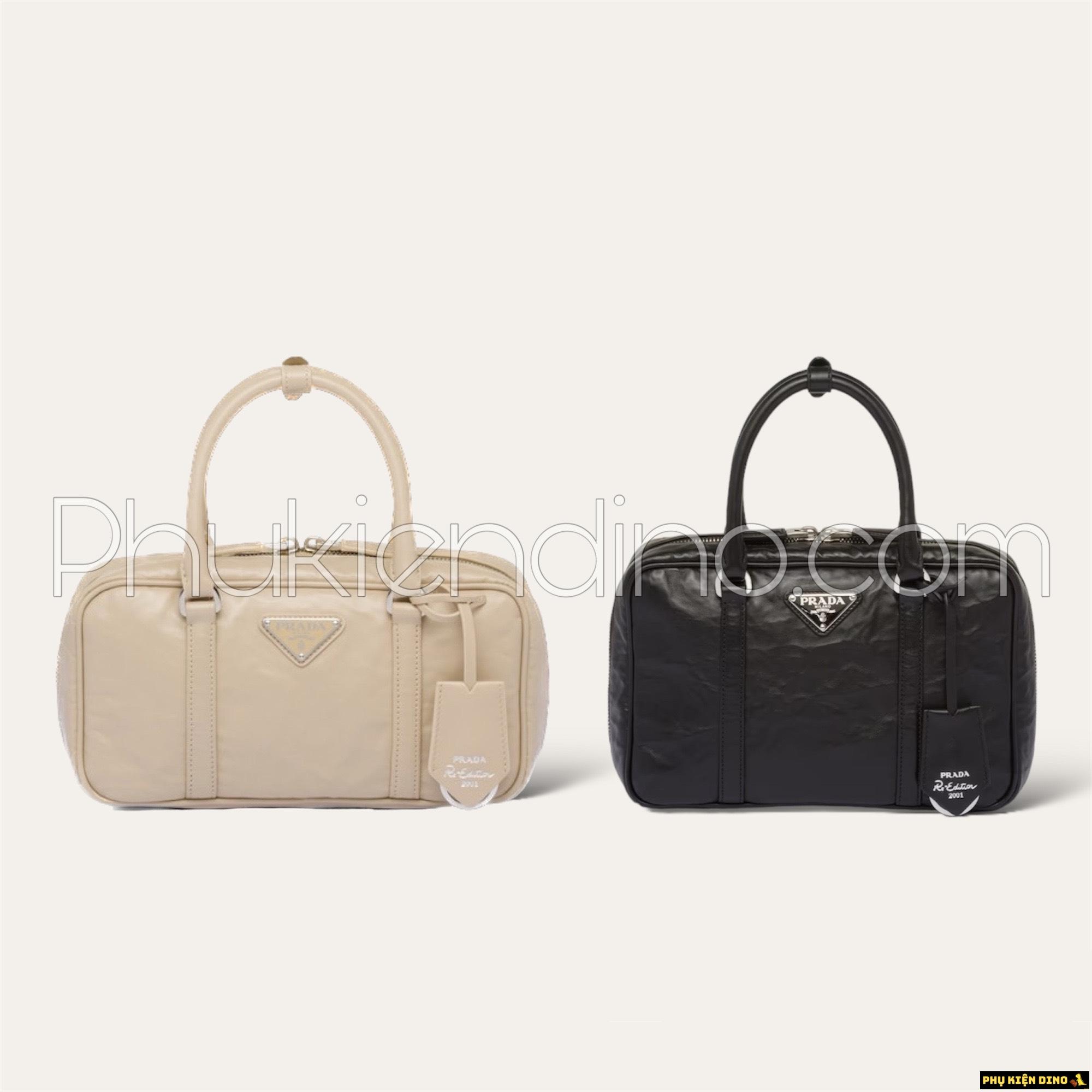 Túi Nữ Prada Small Antique Bag Black Cream White 1BB098 1 Túi Nữ Prada Small Antique Bag Black Cream White 1BB098