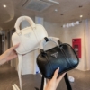 Túi Nữ Prada Small Antique Bag Black Cream White 1BB098 15 Túi Prada Da Nhăn Màu Đen Trắng Kem