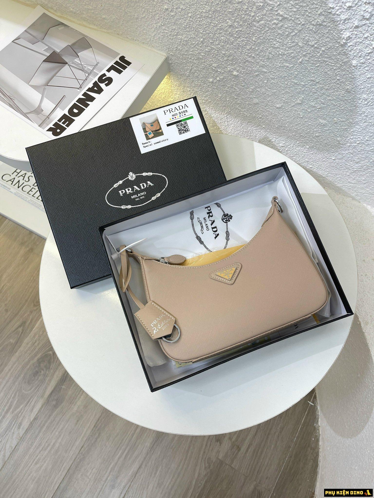 Túi Nữ Prada Saffiano 2005 Cameo Màu Kem 1BH204-NZV-F0MUH-V-V2M 4 Túi Prada Màu Kem Kèm Ví Nhỏ