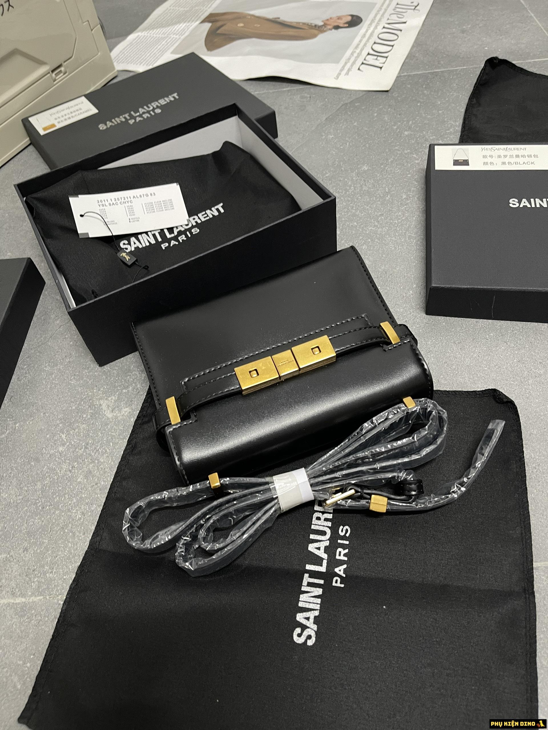 Túi Saint Laurent YSL Manhattan Small Crossbaby Bag Black White Yellow 8 Túi Saint Laurent YSL Manhattan Màu Đen Fullbox