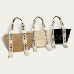 Túi Tote Cói Sợi Dệt Chlóe 3 Màu Đen Trắng Nâu