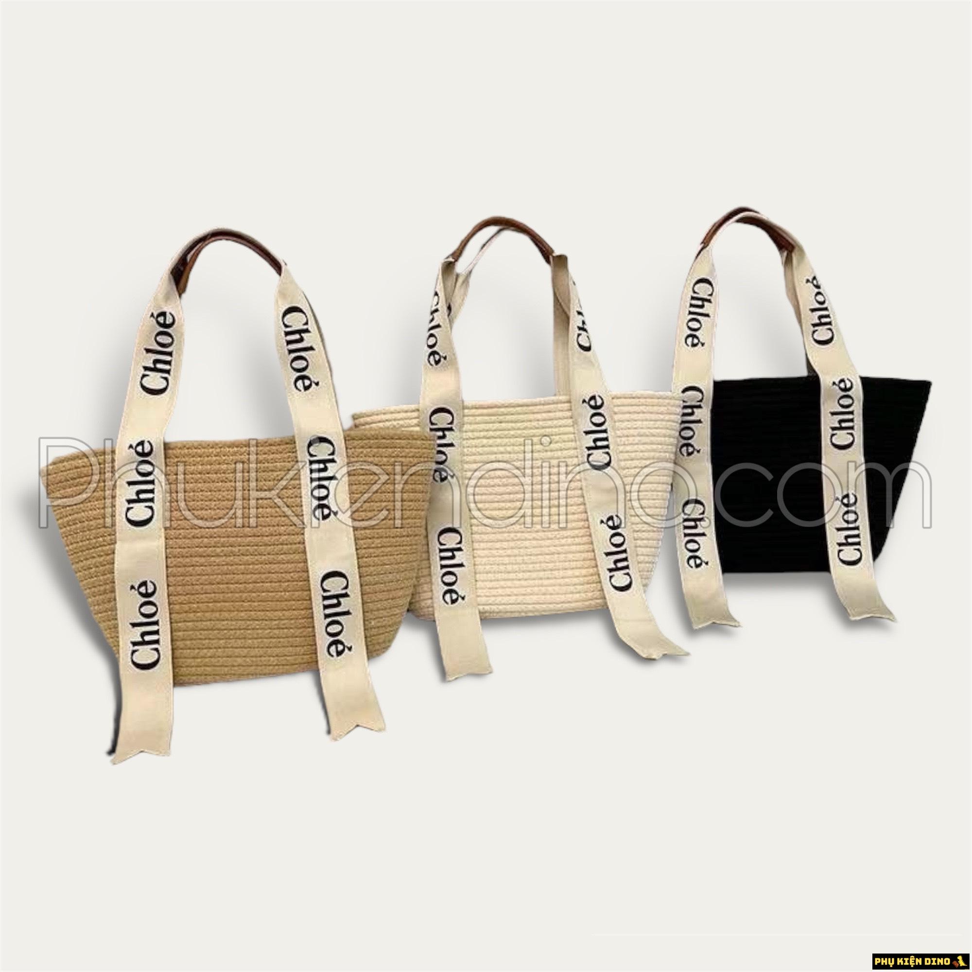 Túi Tote Cói Sợi Dệt Chlóe 3 Màu Đen Trắng Nâu 1 tui tote coi soi det chloe 3 mau den trang nau