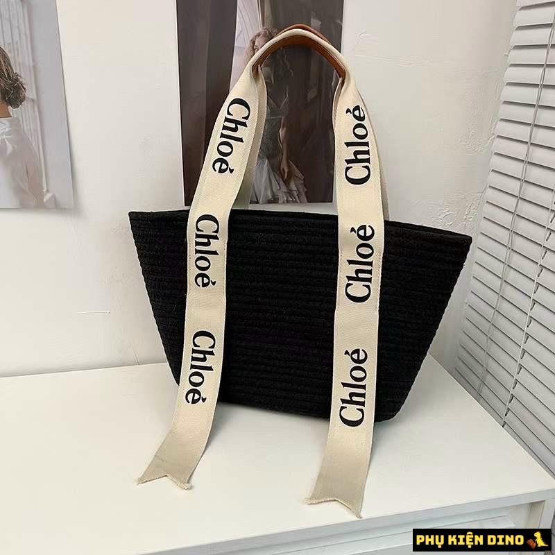 Túi Tote Cói Sợi Dệt Chlóe 3 Màu Đen Trắng Nâu 6 Túi Tote Cói Sợi Dệt Chlóe Màu Đen