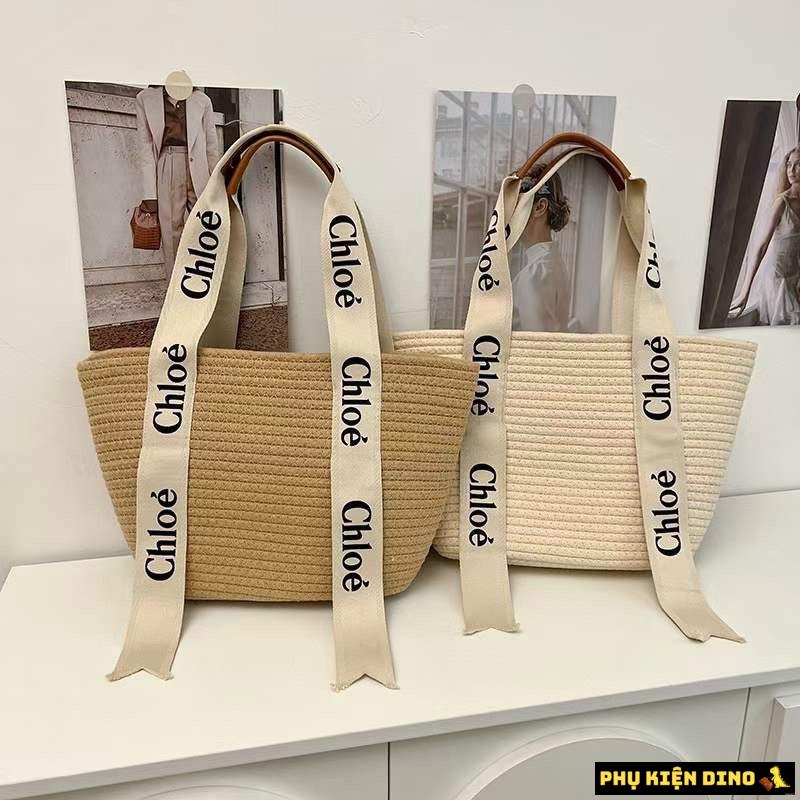 Túi Tote Cói Sợi Dệt Chlóe 3 Màu Đen Trắng Nâu 3 Túi Tote Cói Sợi Dệt Chlóe Màu Trắng Nâu