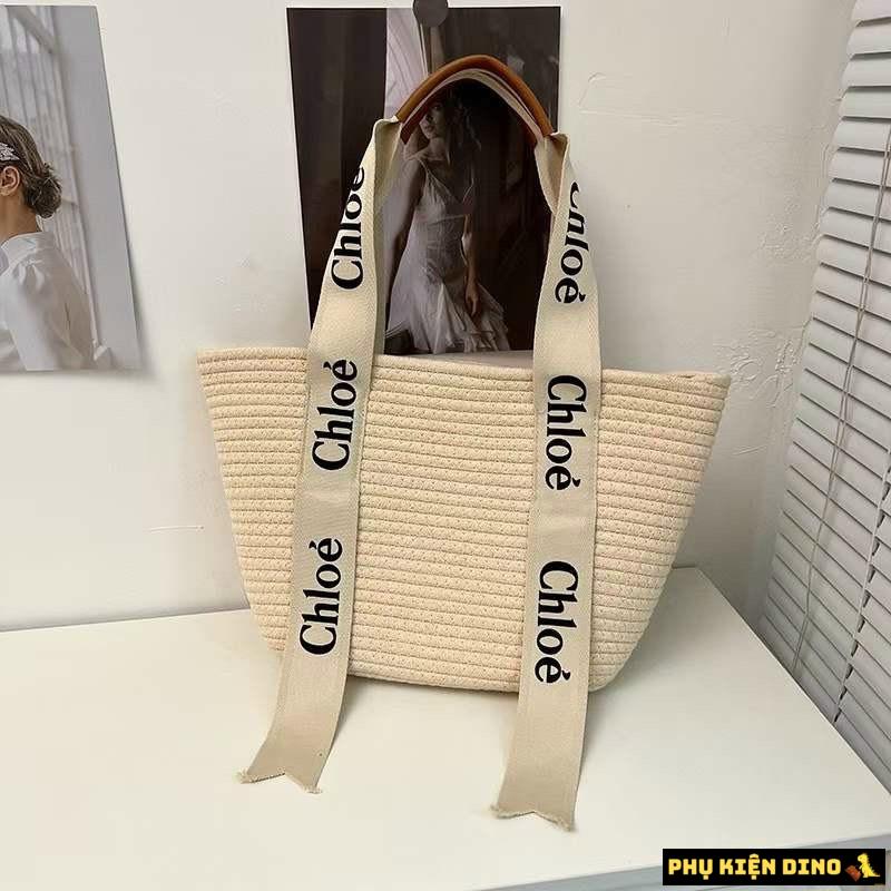 Túi Tote Cói Sợi Dệt Chlóe 3 Màu Đen Trắng Nâu 5 Túi Tote Cói Sợi Dệt Chlóe Trắng Kem