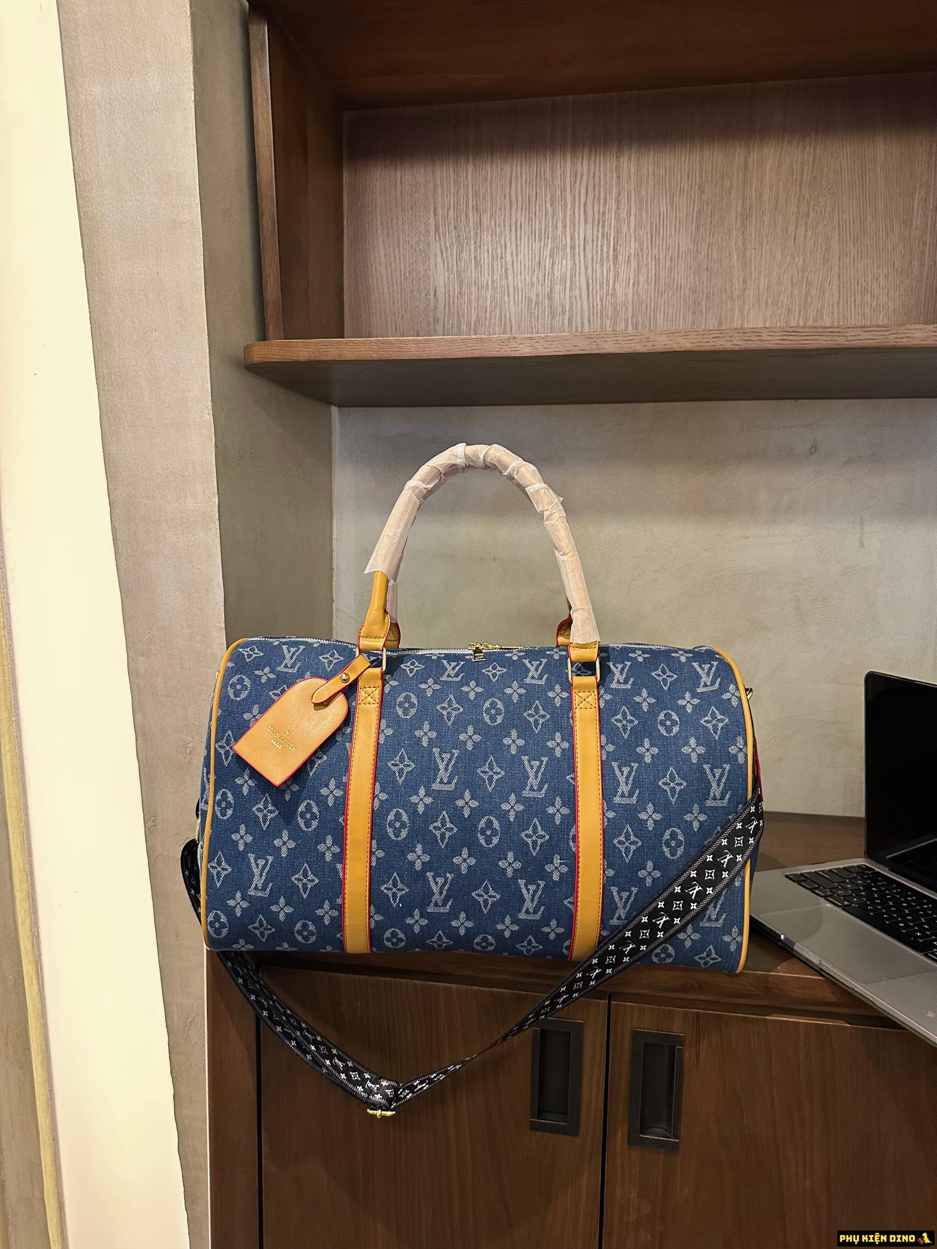 Túi Trống Du Lịch LV Louis Vuitton Size To Xanh Denim 2 Túi Trống Du lịch Louis Vuitton LV Denim Size 50