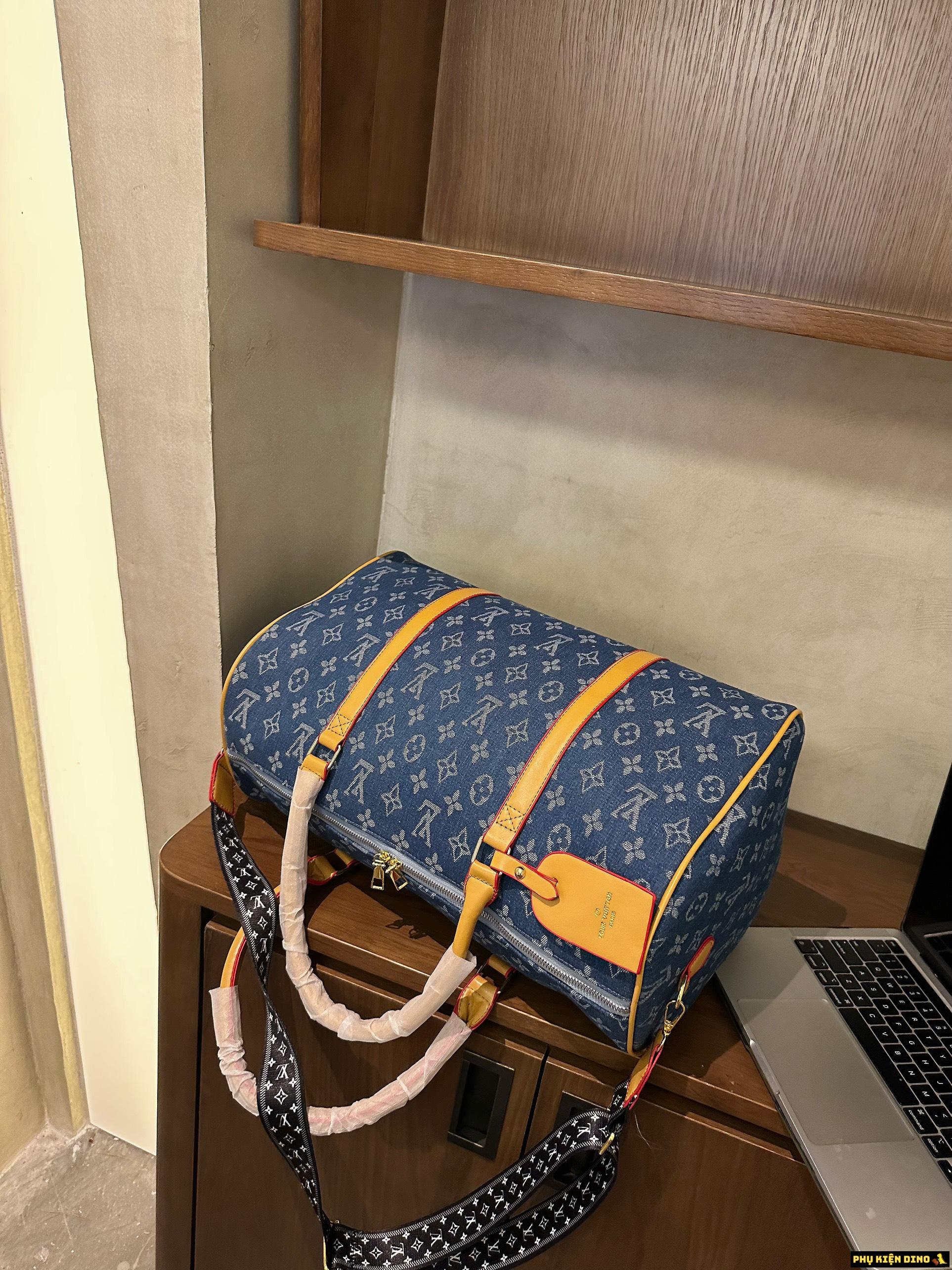 Túi Trống Du Lịch LV Louis Vuitton Size To Xanh Denim 6 Túi Trống Du lịch LV Xanh Trắng Nâu
