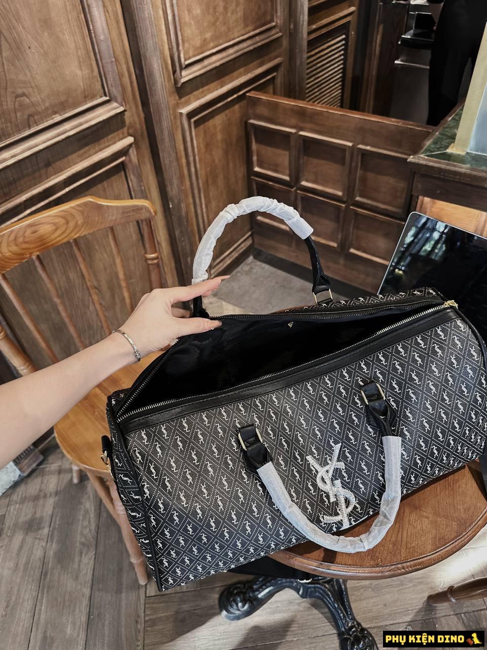 Túi Trống Du Lịch YSL Size To 50 Màu Đen Trắng 5 Túi Trống Du Lịch YSL Black White