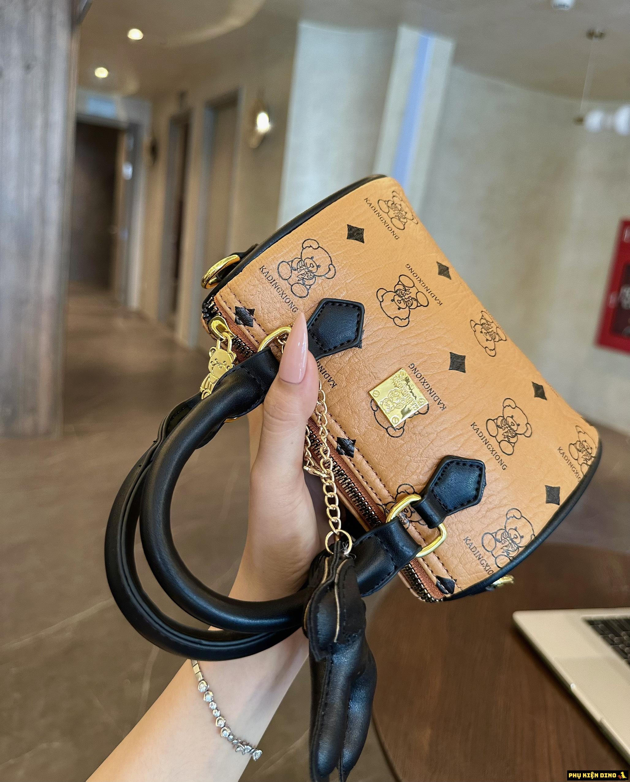 Túi Trống Gấu Nhiều Màu Kèm Móc Khóa Con Chó 13 Túi Trống Gấu Bear Brown