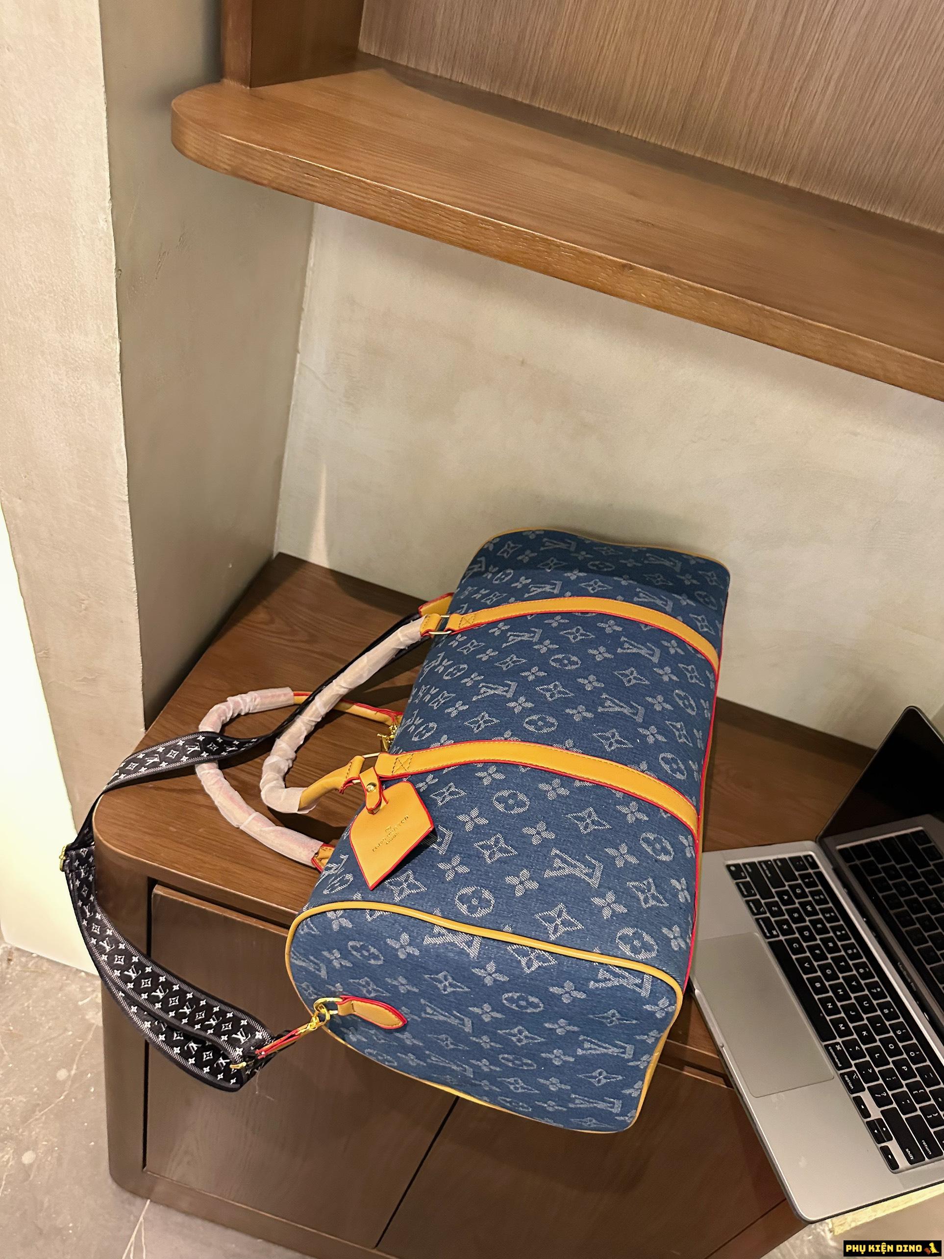 Túi Trống Du Lịch LV Louis Vuitton Size To Xanh Denim 8 Túi Trống LV Xanh Denim