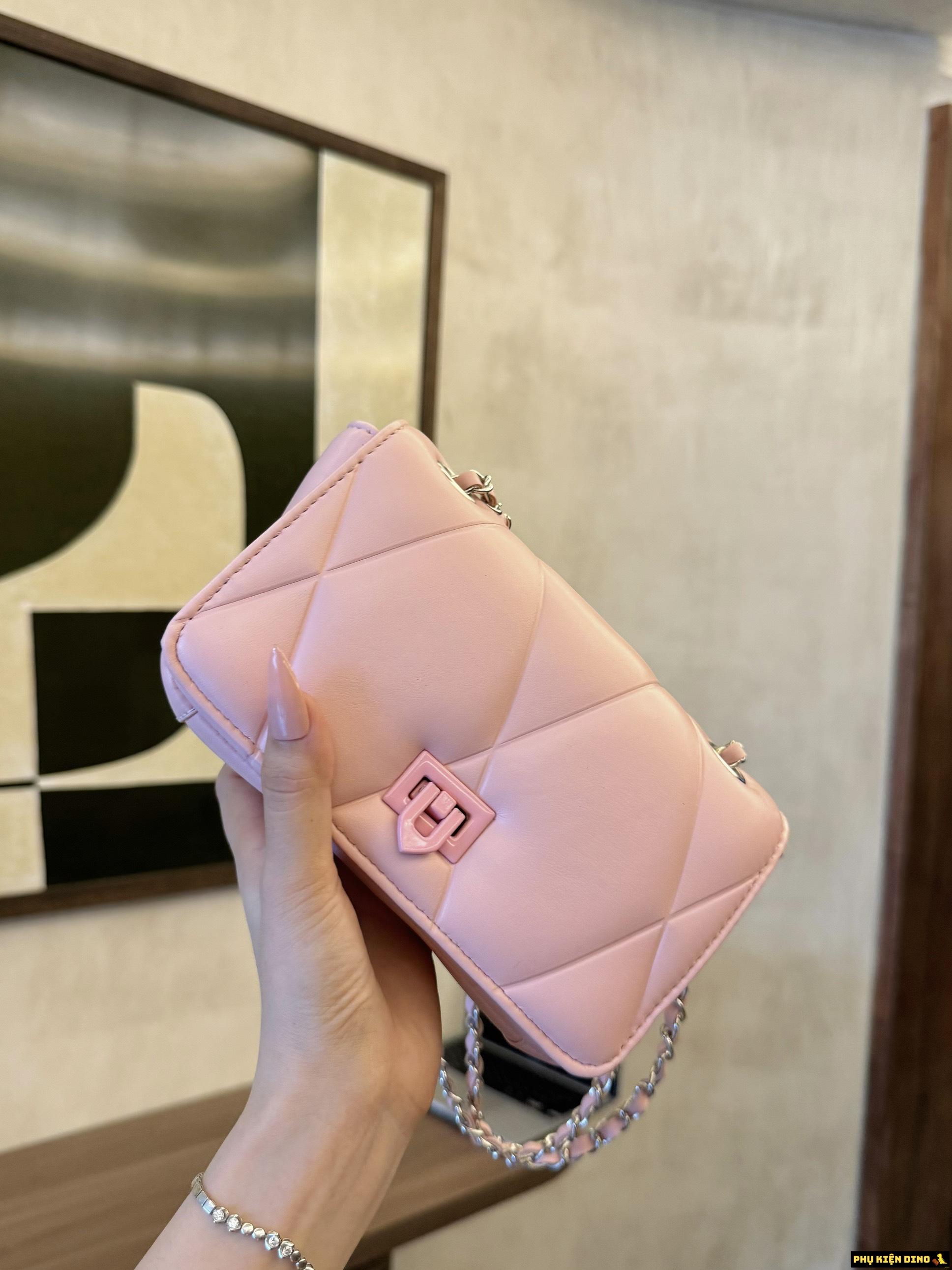 Túi Xách Nữ Charles & Keith CNK Da Mềm Size 20 7 Túi Xách CNK Màu Hồng