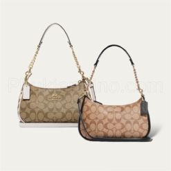 Túi Xách Coach Teri Signature Canvas Màu Nâu Màu Kem CC323