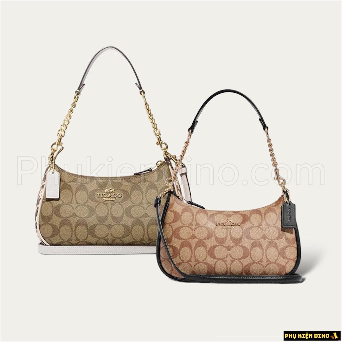 Túi Xách Coach Teri Signature Canvas Màu Nâu Màu Kem CC323 1 Túi Xách Coach Teri Signature Canvas Màu Nâu Màu Kem CC323