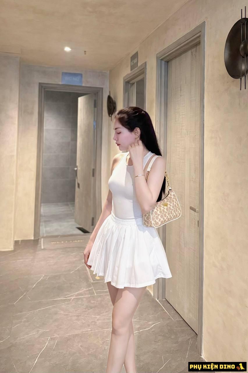 Túi Xách Coach Teri Signature Canvas Màu Nâu Màu Kem CC323 7 Túi Xách Coach Teri Signature Canvas Màu Nâu Màu Kem