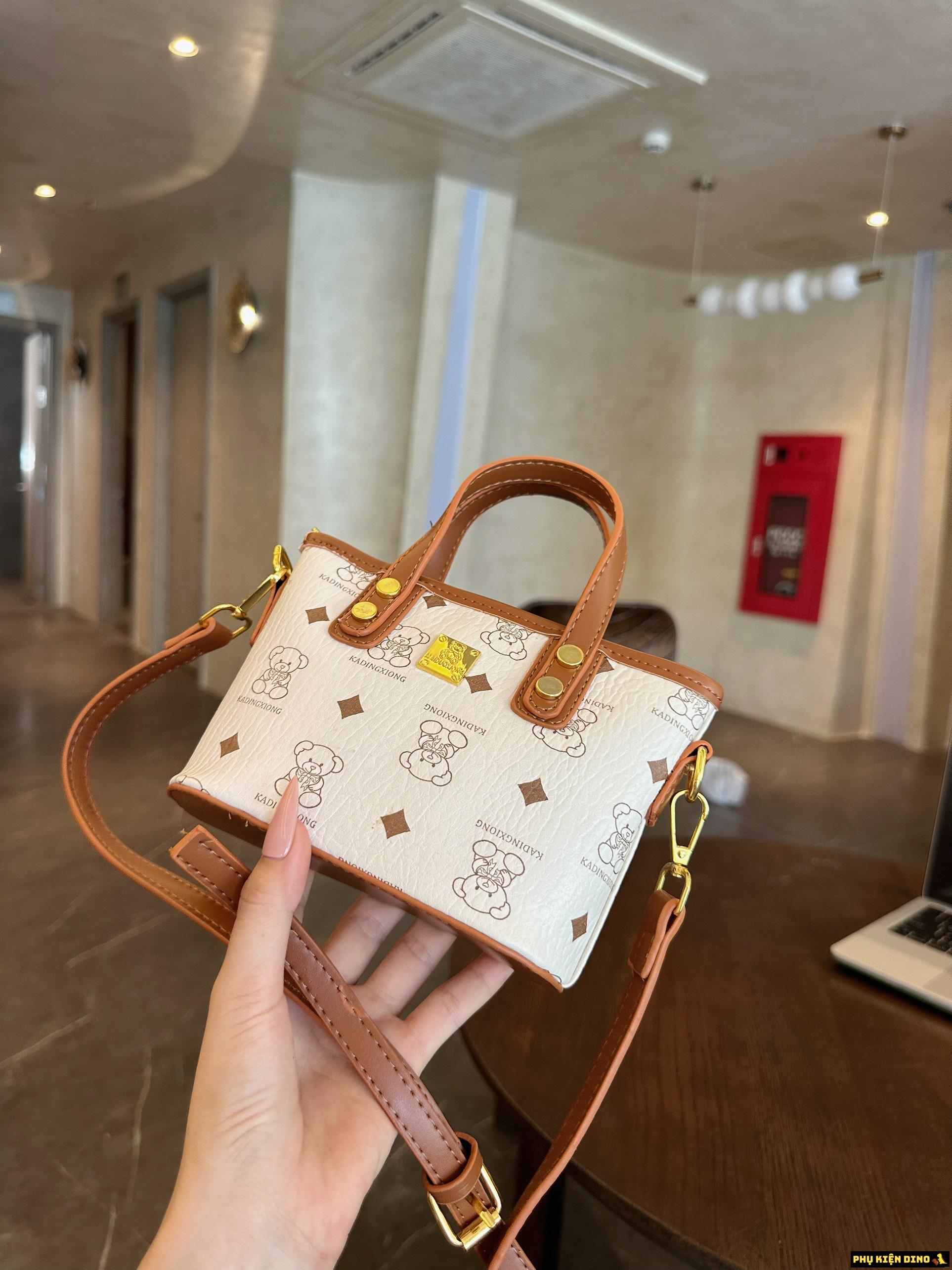 Túi Xách Gấu Có Khóa Kéo Nhiều Màu 11 Túi Xách Gấu Bear Có Khóa Kéo White Brown