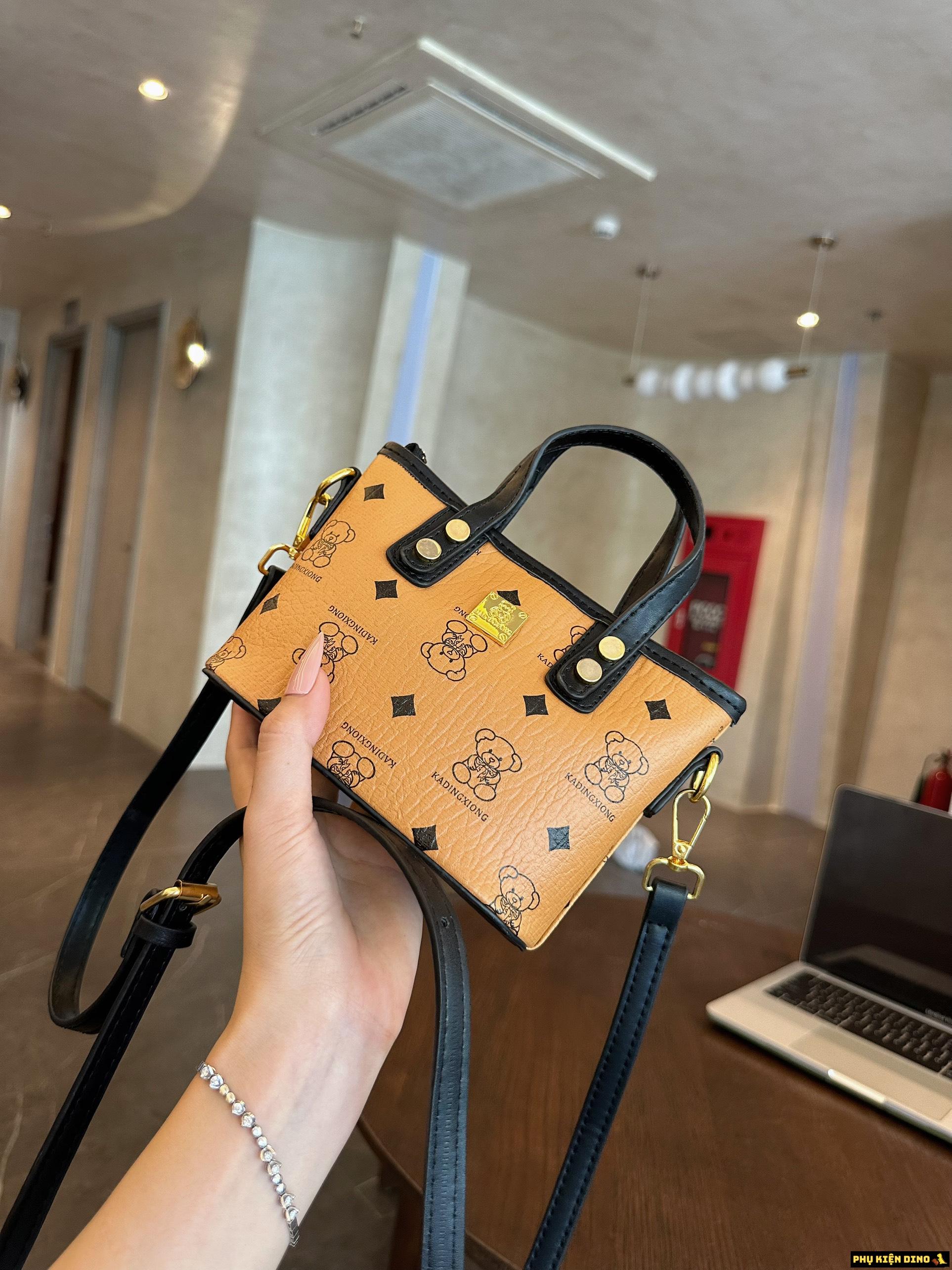 Túi Xách Gấu Có Khóa Kéo Nhiều Màu 5 Túi Xách Gấu Có Khóa Kéo Nâu Dây Đen