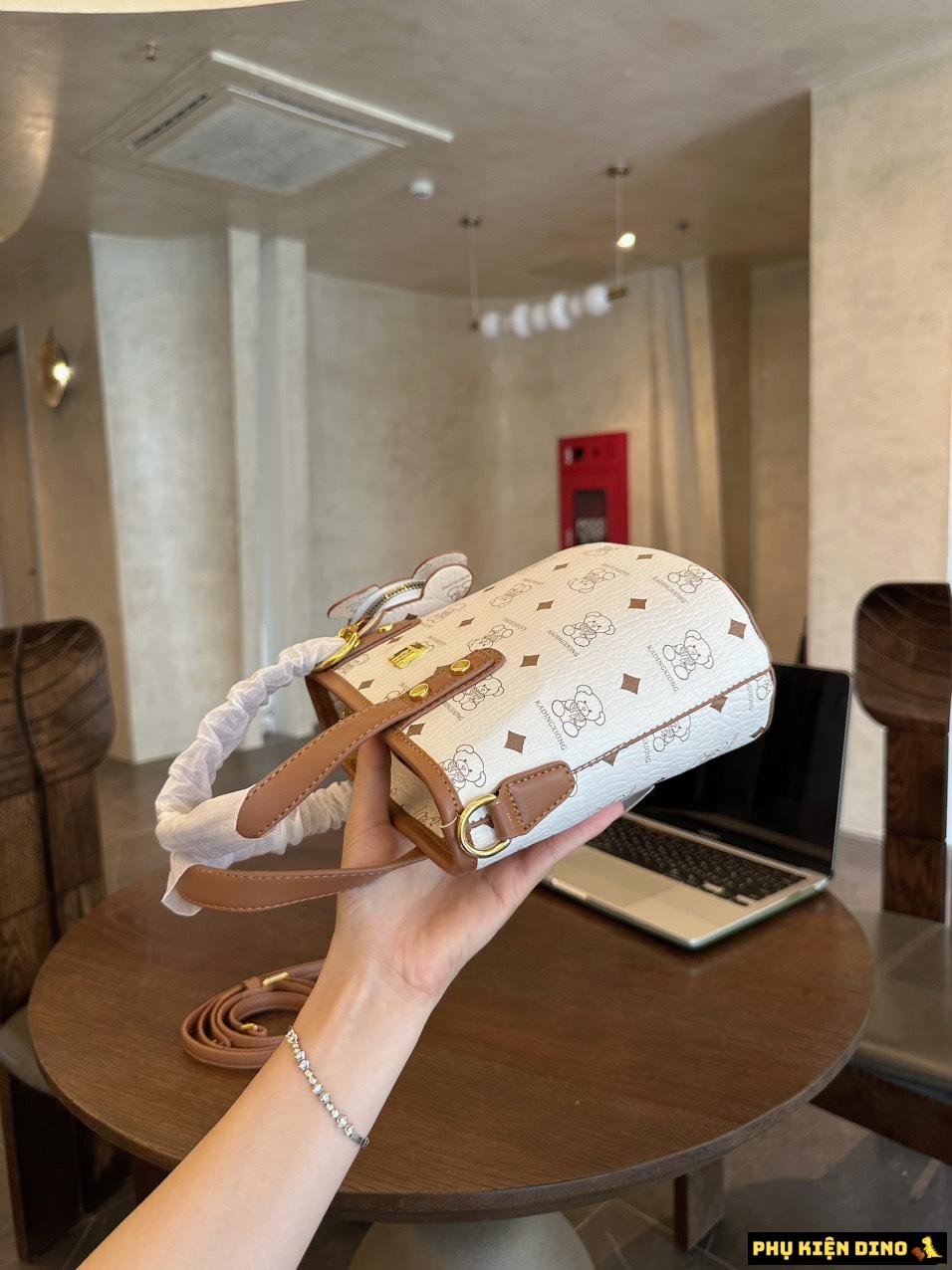 Túi Xách Gấu Nâu Trắng Kèm Túi Gấu Nhỏ Có Khóa Kéo 6 Túi Xách Gấu Nâu Trắng Kèm Túi Gấu Nhỏ