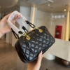 Túi Trống Xách Tay Chanel Logo 1 Bên 2 Màu Đen Trắng 16 Túi Xách Nữ Chanel Dáng Trống Màu Đen